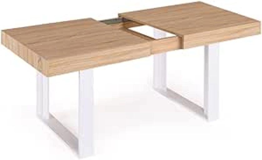 IDMarket - Table à Manger Extensible Rectangle Phoenix 6-10 Personnes Bois et Blanc 160-200 cm : Amazon.fr: Cuisine et Maison