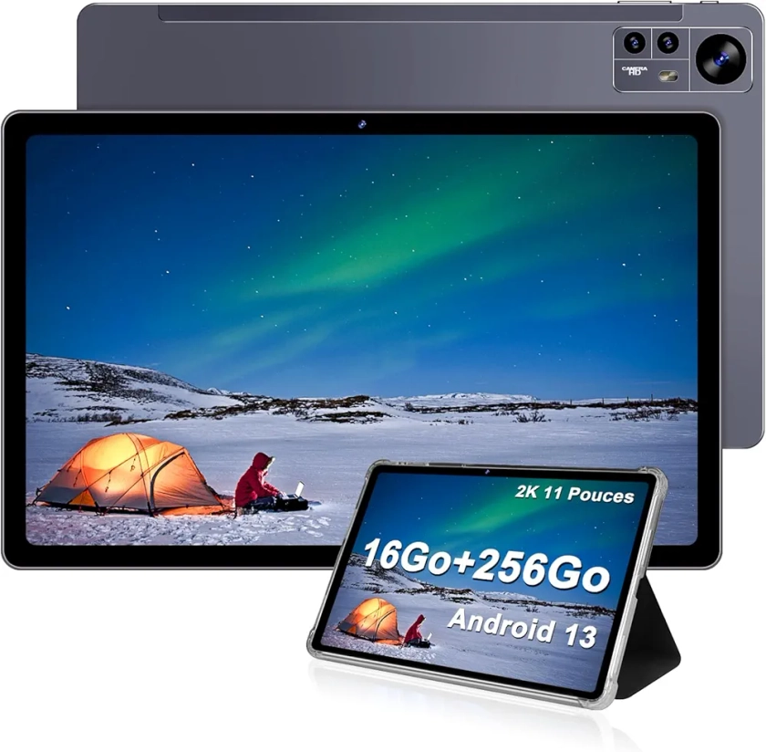 AOCWEI X800 Android 13 Tablette 11 Pouces Écran 2K Octa-Core Tablette, 16Go RAM + 256Go ROM (512Go TF) Support 5G WiFi|2000 * 1200|8600mAh|13MP+2MP+5MP|2.0Ghz|Bluetooth 5.0|4 Haut-parleurs|Gris : Amazon.fr