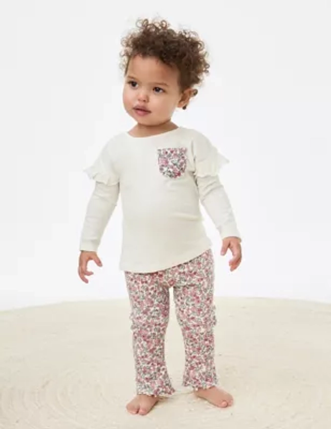 2pc Cotton Rich Ditsy Floral Outfit (0-3 Yrs) | M&S Collection | M&S