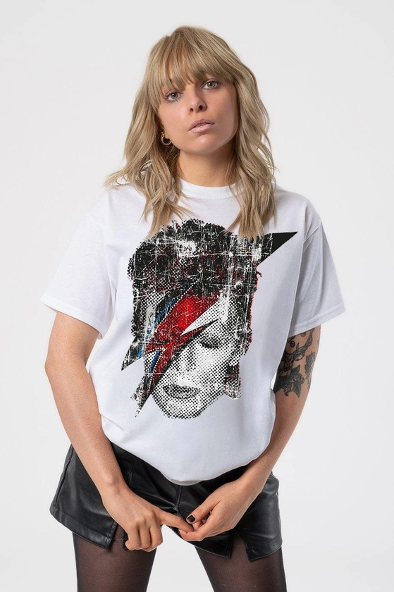 T-Shirts | David Bowie Halftone Flash Face T Shirt | David Bowie