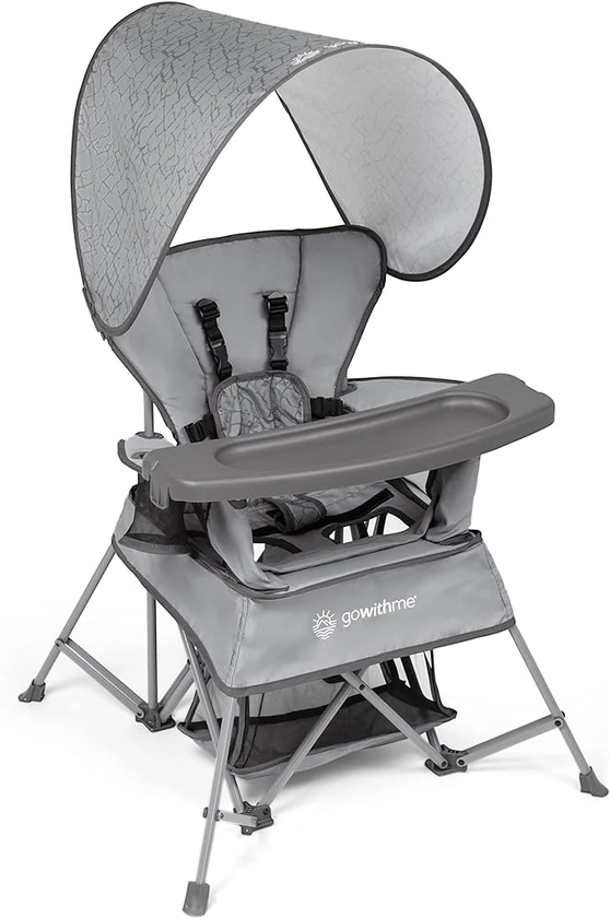 Baby Delight Go with Me Venture Portable Chair | Indoor and Outdoor | Sun Canopy | 3 Child Growth Stages | Elephant Grey