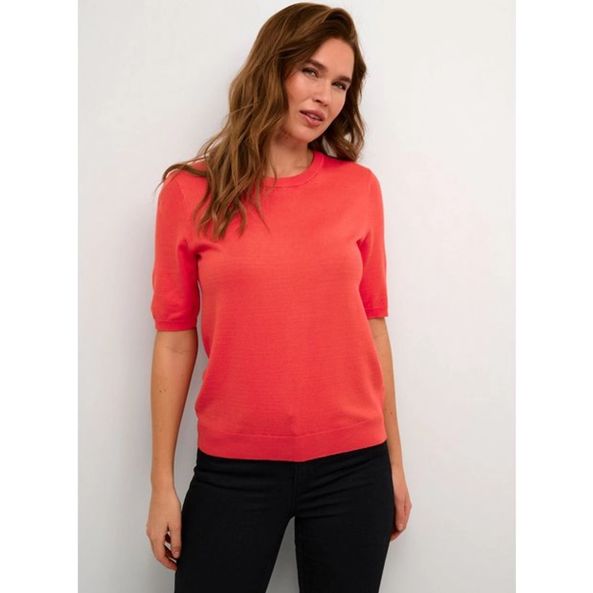 Buy KAFFE Lizza Short Sleeve Round Neck Pullover Red XL | Jumpers | Tu