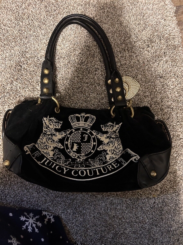 Vintage Juicy Couture Velour Fairytale Scottie Purse Black Y2K