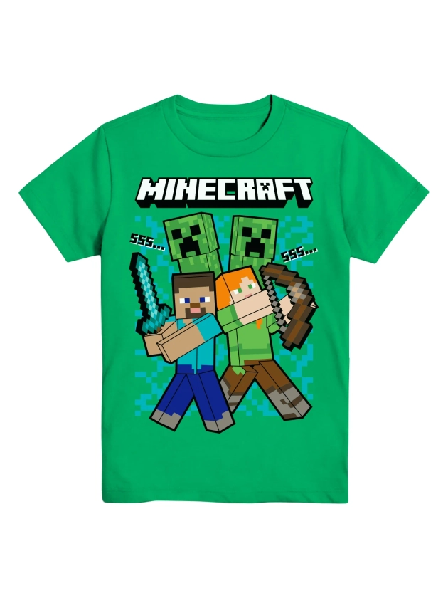 Minecraft Boys MC Heads, Crew Neck, Short Sleeve, Graphic T-Shirt, Sizes 4-18