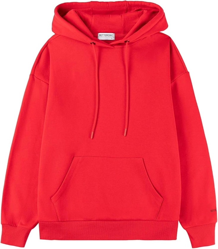 BETTERCHIC Women's Casual Hooded Sweatshirt Soft Brushed Fleece Pullover Hoodie Size S-2XL