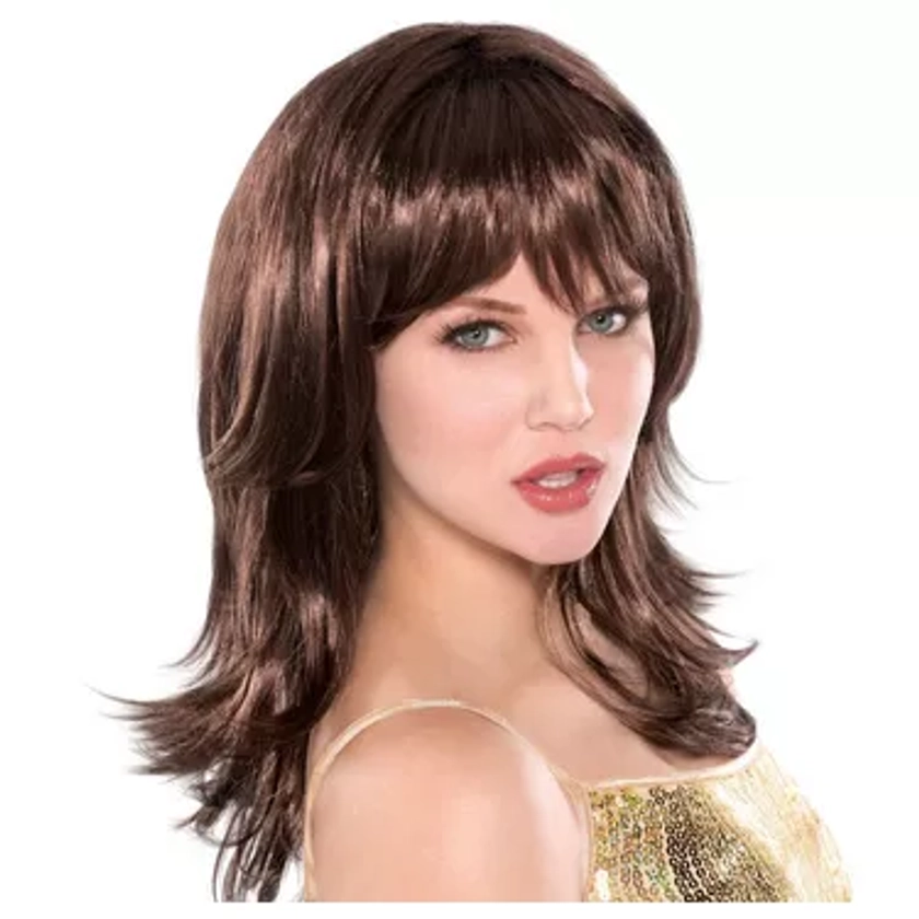 Flirty Feathered Brown Wig