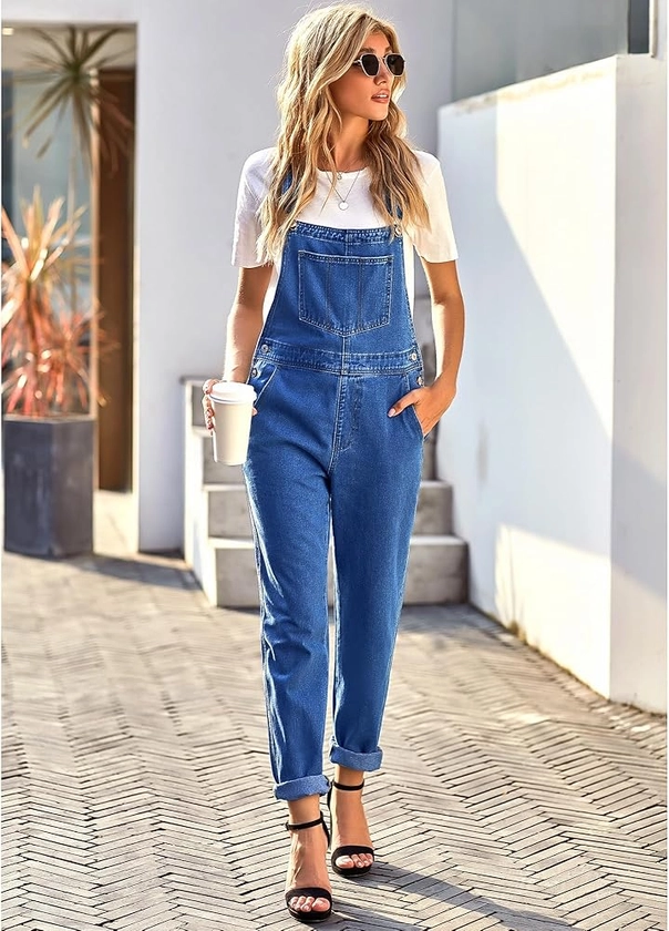 LookbookStore Women's Casual Stretch Denim Bib Overalls Pants Pocketed Jeans Jumpsuits