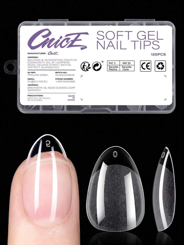 Conseils d'ongles acryliques courts en forme d'amande / carré court / cercueil court / autres formes avec boîte - 120 pièces, 12 tailles, semi-givré, parfait pour le DIY à la maison ou comme cadeau - Essentiel de soins des ongles pour femmes