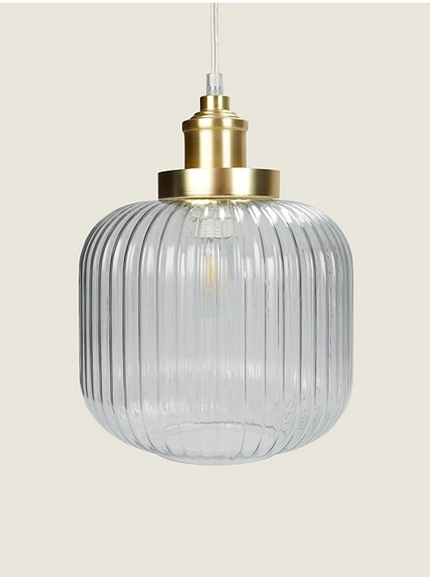 Clear Ribbed Glass Easy Fit Ceiling Light