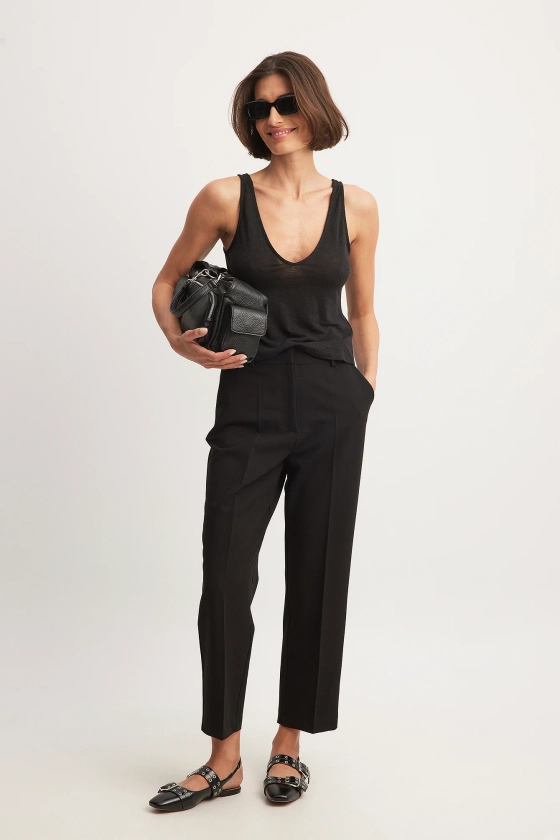 High Rise Cropped Suit Pants