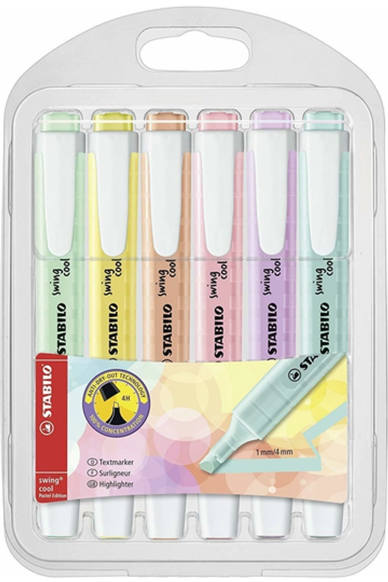 Stabilo Highlighter Swing Pastel Assorted Colours Pack Of 6 | Whitcoulls