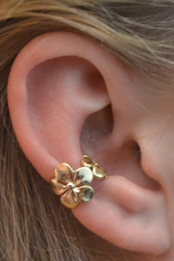 Plumeria Ear Cuff Gold Vermeil, Sterling Silver, Rose Gold Vermeil Ear Cuffs Hawaiian Ear Cuff Middle Fit EC351 - Etsy UK