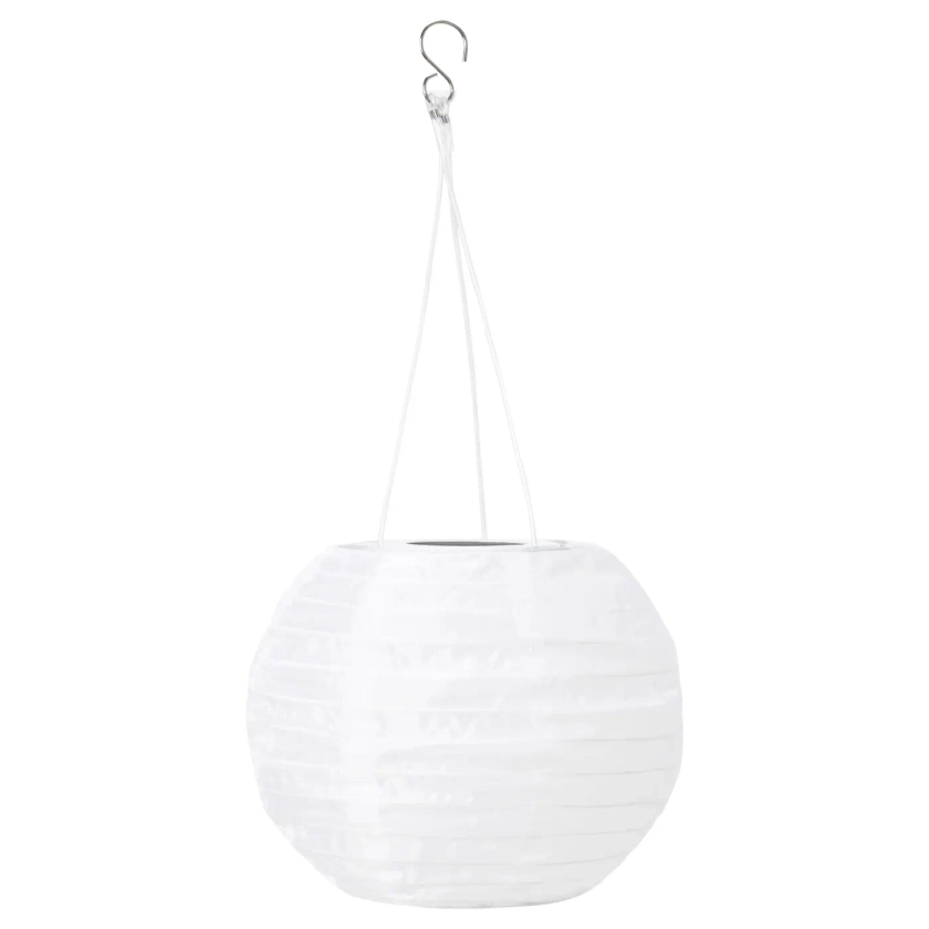 SOLVINDEN LED solar-powered pendant lamp, outdoor/globe white, 22 cm - IKEA