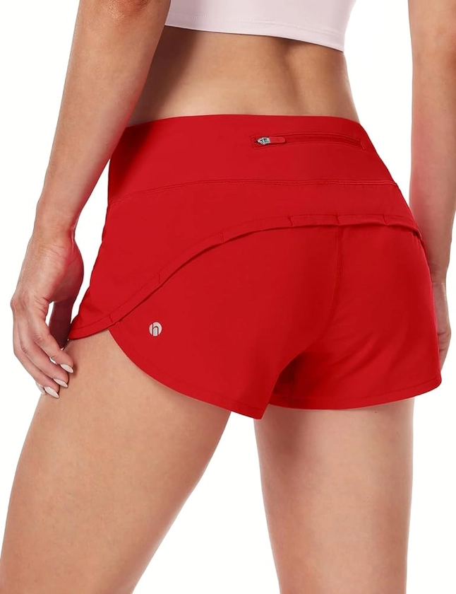 HeyNuts Focus Running Shorts for Women, Low Waisted Athletic Shorts Lined Workout Shorts with Zipper Pocket 2.5"