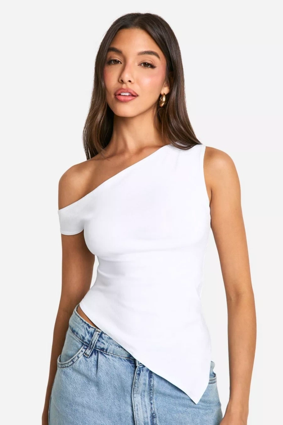 Bengaline Asymmetric One Shoulder Bardot Top