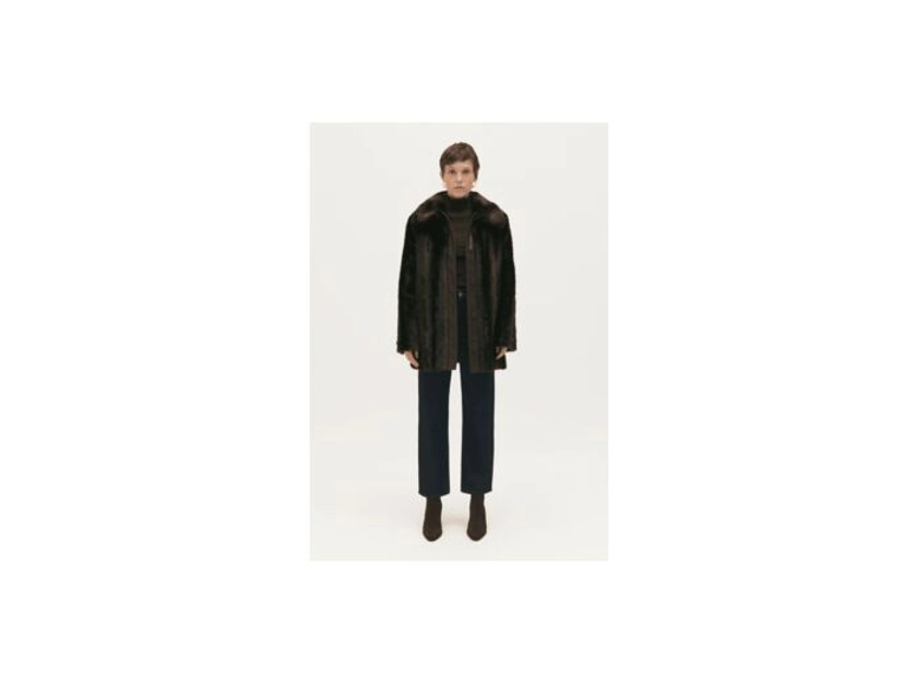 Manteau mi-long fausse fourrure marron - claudie pierlot