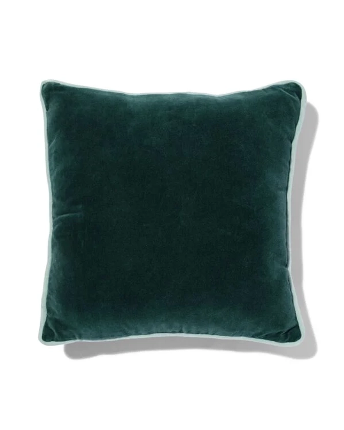 coussin d'intérieur avec housse velours vert 40 x 40 - HEMA