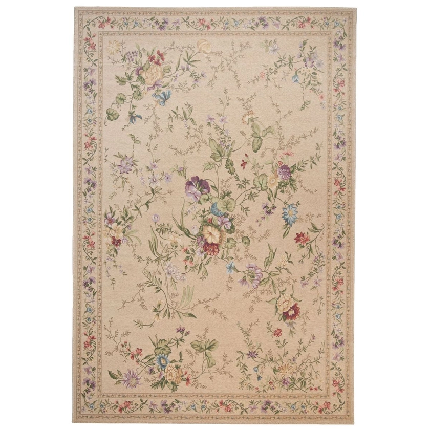 Tapis floral tissé à la machine avec bordure - Flomi