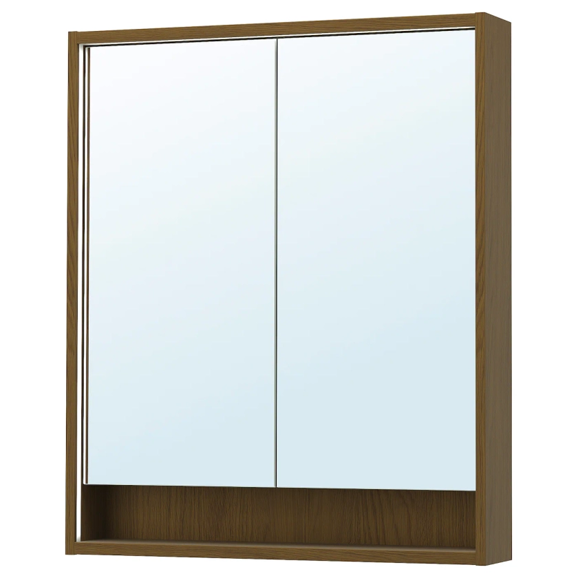 FAXÄLVEN meuble à miroir éclairage intégré, brun motif chêne, 80x15x95 cm - IKEA