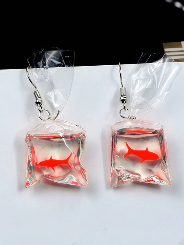 ROMWE Kawaii Funny Goldfish Shaped Dangle Earrings | SHEIN USA
