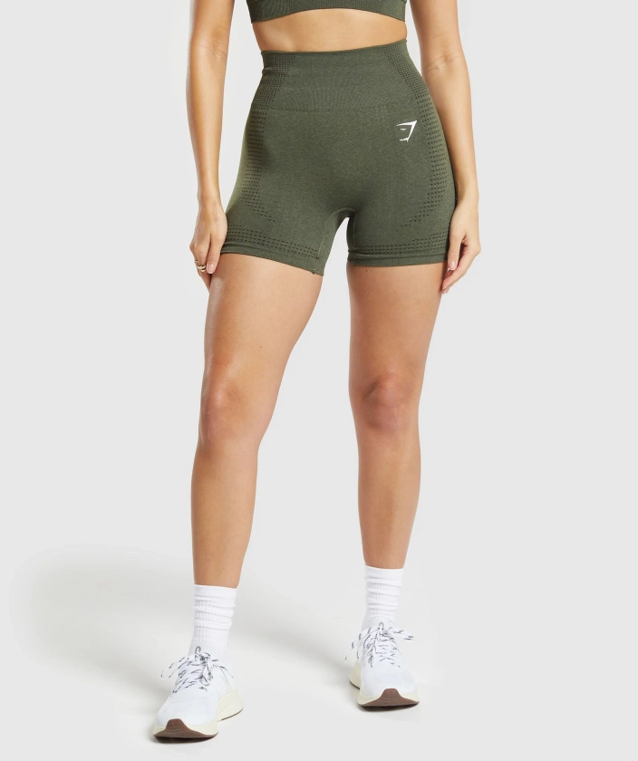 Gymshark Vital Seamless 2.0 Shorts - Base Green Marl