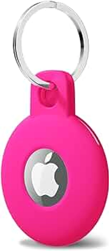 Svanove for Airtag Keychain Airtag Holder Key Ring, Siliocne Airtag Case Air Tag Cover, Cute Airtag Accessories for Kid, Luggage, Cat Dog Collar, Car, Compatible with Apple Airtag 2021, Hot Pink