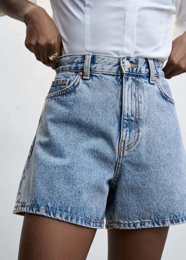 Short jean taille haute - Femme | MANGO OUTLET France