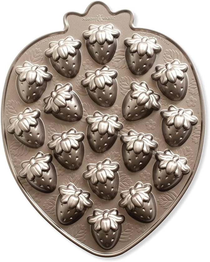 Nordic Ware Strawberry Patch Bites Pan, Cast Aluminium Cake Tin with Fruit Design, Non-Stick Pan Colour: Toffee : Amazon.co.uk: Home & Kitchen