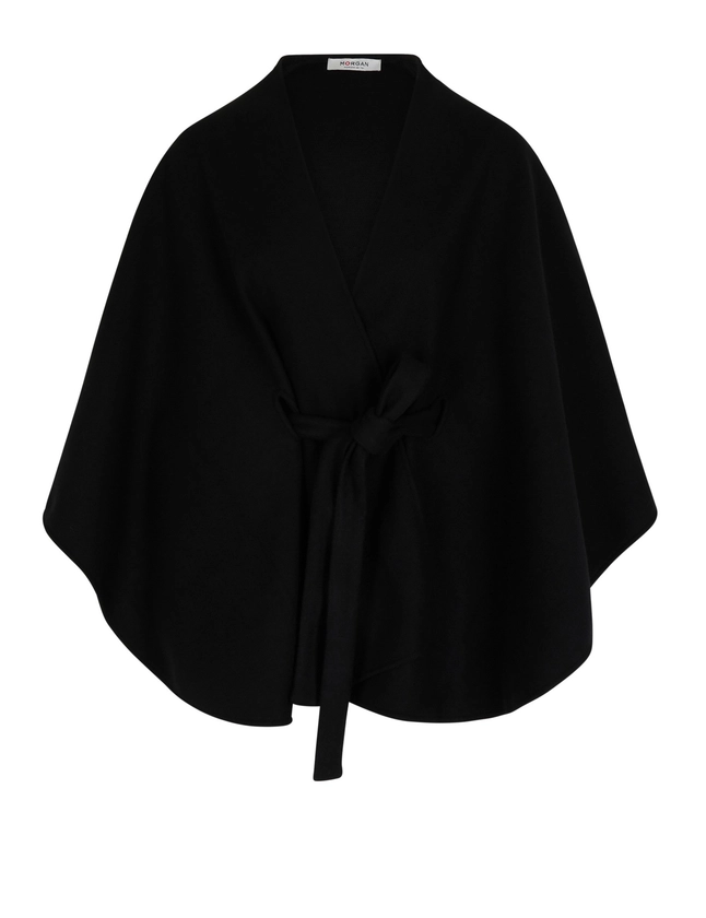 Cape ceinturée noir femme