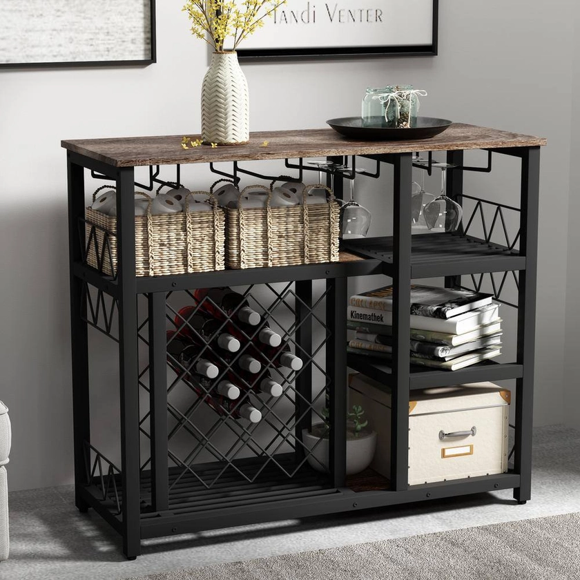 Nestfair 21-Bottle Brown Metal Console Table Wine Rack LWF212867P