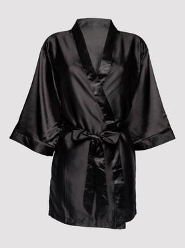 Lovehoney Short Black Satin Robe