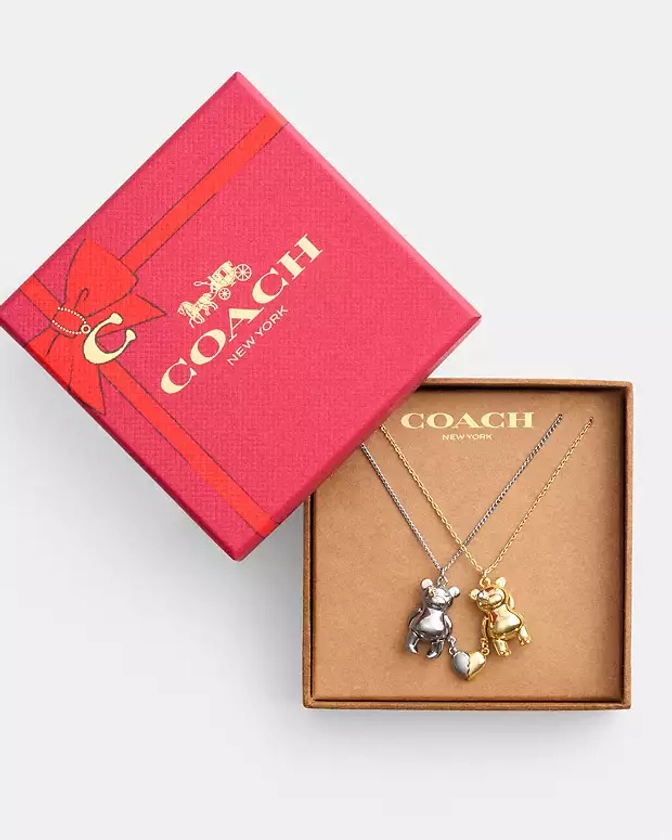 COACH® Outlet | Teddy Bear Heart Friendship Necklace Set