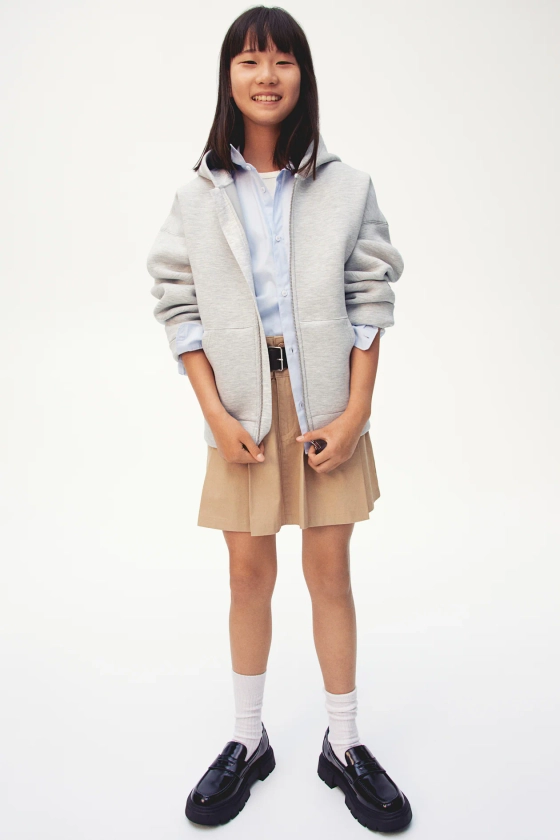 Hoodie oversize en scuba - Manches longues - Longueur classique - Gris clair chiné - ENFANT | H&M FR