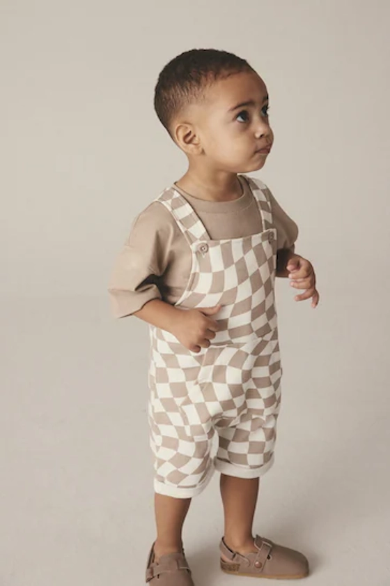 Stone Check Dungaree & Short Sleeve T-Shirt Set (3mths-7yrs)