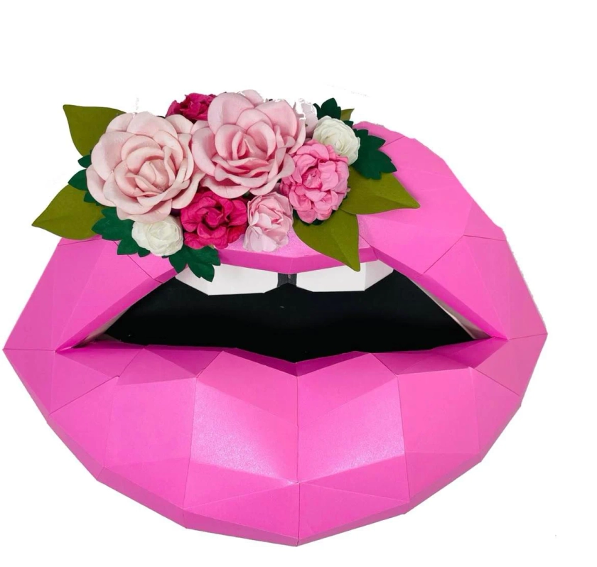 Flower crown inspired paper lips Wall Art for Home Office or Salon | F