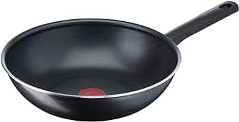 Tefal 28 cm wok pan, 6 to 8 people, No induction, Non-stick coating, Resistant, Easy to clean, High performance, Thermo-Signal, Made in France, Day By Day B56419AZ