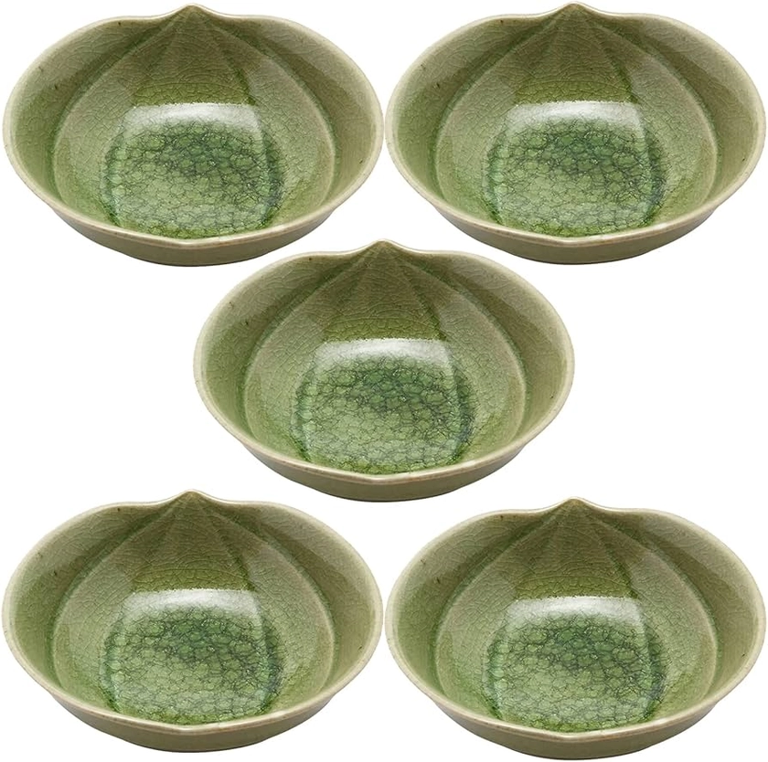 Mino Pottery 552-0001s Ash-glazed Tree Nuts Small Bowl, Dish, Diameter Approx. 5.1 inches (13 cm), Tableware Set, 5 Pieces, Made in Japan