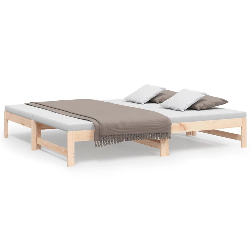 vidaXL Pull-out Day Bed 2x(75x190) cm Solid Wood Pine