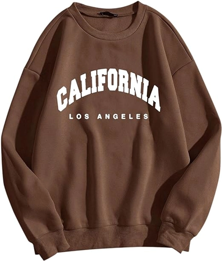 California Sweatshirts For Teen Girls Round Neck Letter Graphic Oversize Pullover Comfy Casual Pullover Fall Winter Clothes