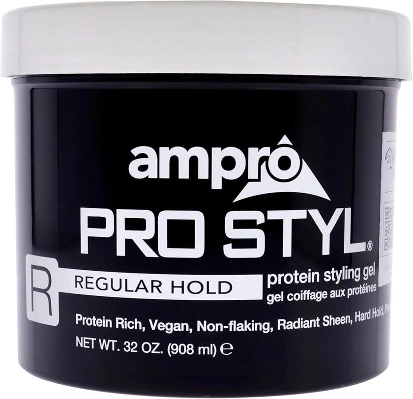 AmPro Pro Styl Styling Gel - Protects and Strengthens Your Strands - Non-Flaking, Alcohol Free, Vegan Formula - Flexible, Touchable Hold for All Hair Textures - Regular - 32 oz