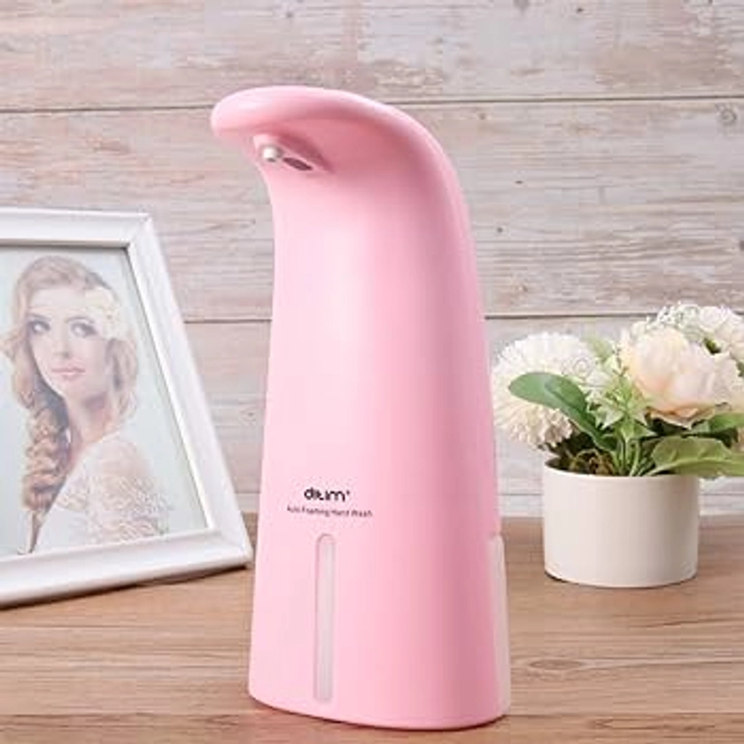 DOITOOL 1PCS Automatic Soap Dispenser Touchless Battery Operated IR Sensor Foaming Hand Soap Dispenser for Bathroom Countertop and Kitchen Sink Hands Free Soap Dispenser (Pink)