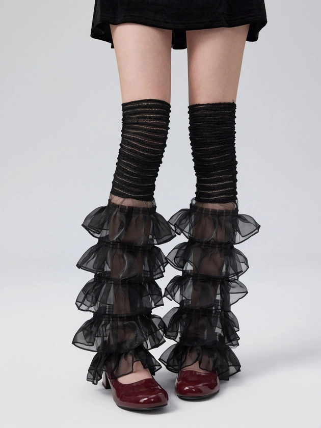 LACE LAYERED OVER THE KNEE SOCKS For Music Festival/Live House Party/Clubbing Vacation
