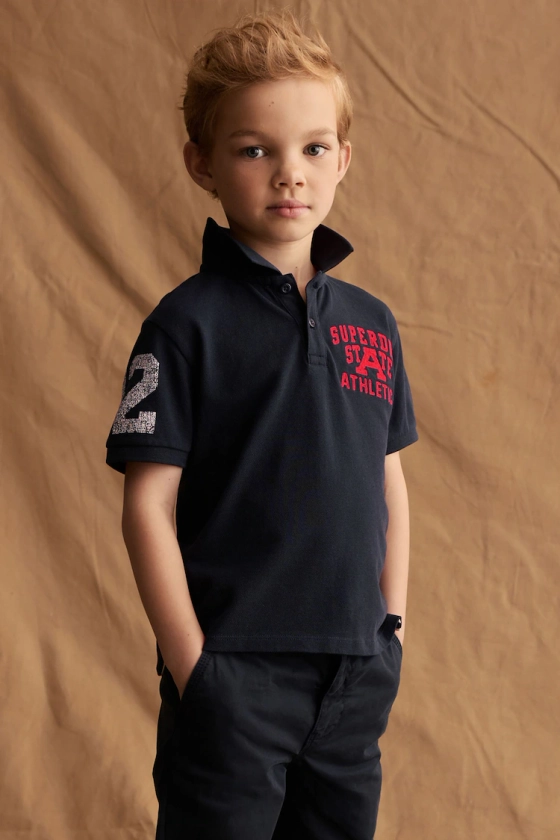 Buy Superdry Navy Embroidered Polo Shirt from the Next UK online shop