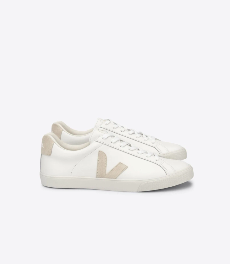 Baskets en cuir et suède certifié | blanc et beige "esplar logo leather extra white sable" Extra-white_sable femme