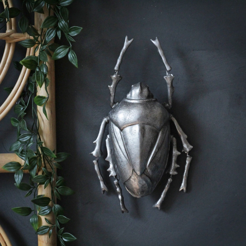 Large Silver Beetle Wall Ornament - Etsy UK