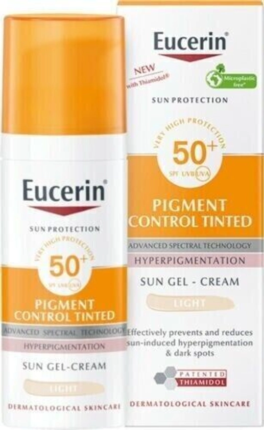 Eucerin Pigment Control Tinted Sun Gel-Cream Light SPF 50+ 50ml NEW