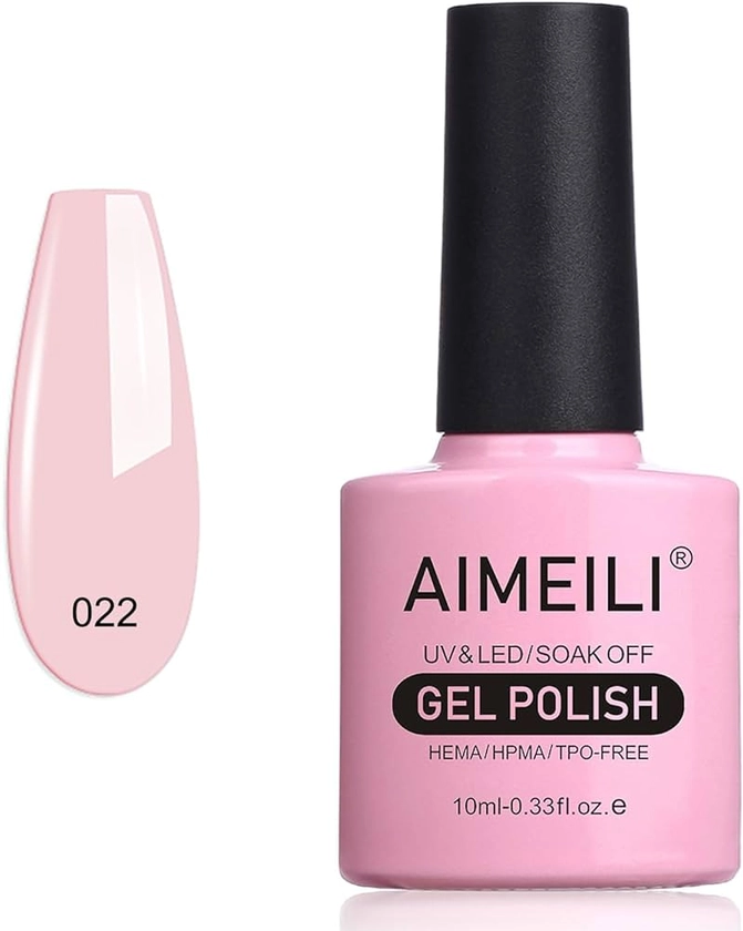 AIMEILI Vernis à Ongles Gel Naturel Rose Nude, Sans HEMA Vernis Semi Permanent Soak Off UV LED Gel Polish 10ml (022)