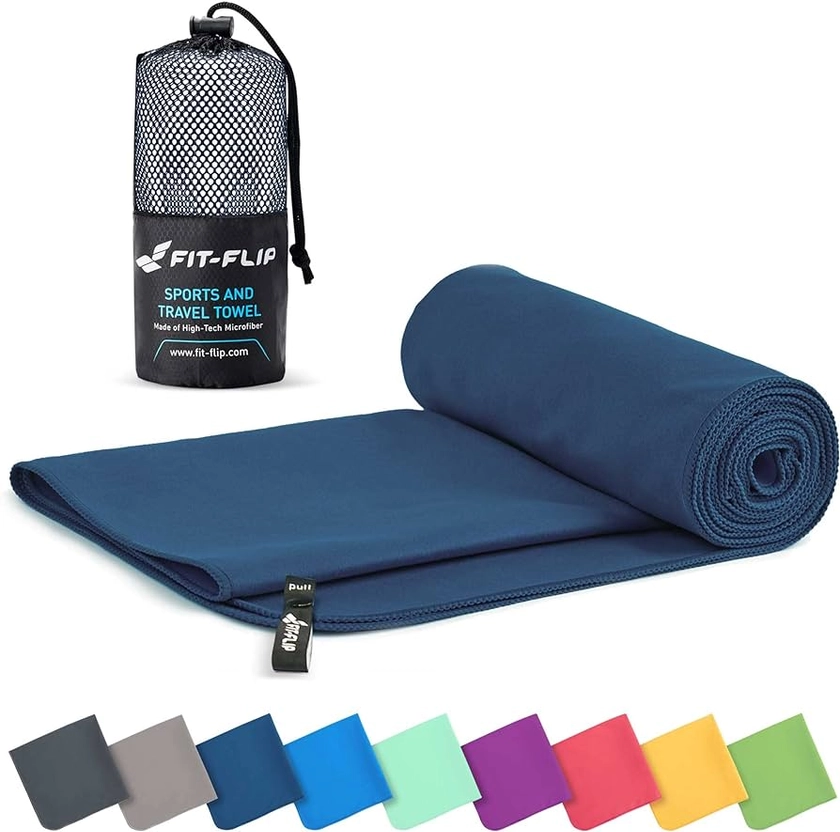 Fit-Flip Mikrofaser Handtuch - kompakte Microfaser Handtücher - ideal als Sporthandtuch, Reisehandtuch, Strandtuch - schnelltrocknend und leicht - Badetuch groß (60x120cm, Marineblau) : Amazon.de: Sport & Freizeit