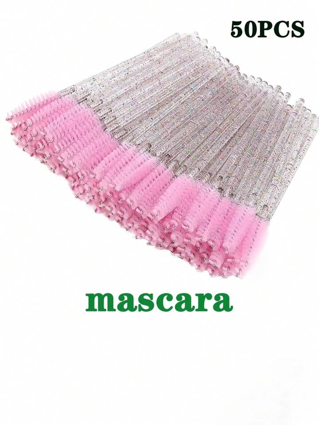 50pcs/pack Pink Disposable Crystal Eyelash Brush, Spiral Mascara Brush, Eyebrow Brush, Lash Comb, Makeup Tools For Eyelash Extension Black Friday | SHEIN USA