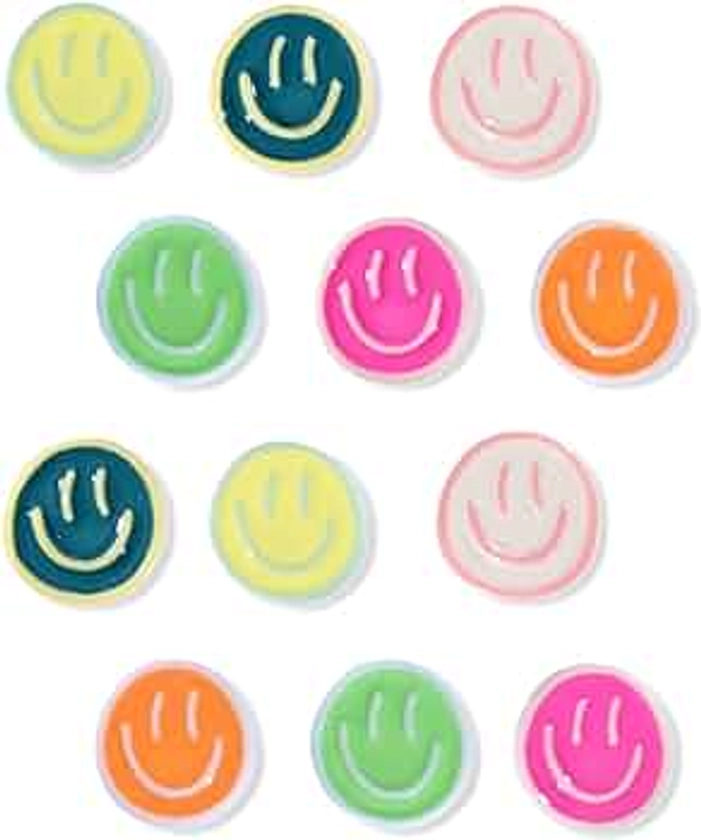 Mymazn 12Pcs Fridge Magnets Cute Refrigerator Magnets, Colorful Magnets for Whiteboard Cabinet Locker, Resin Smiley Face Decorative Magnets for Classroom Kitchen Office